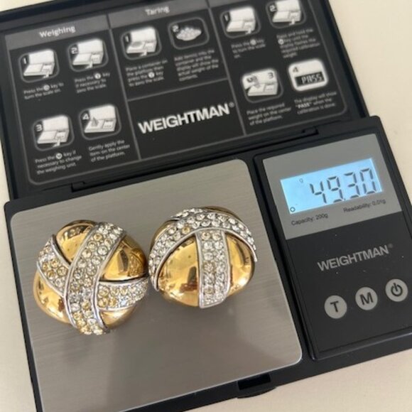 GIVENCHY Paris New York Couture Large Gold “Kiss” Rhinestone Crystal EARRINGS - Picture 12 of 12